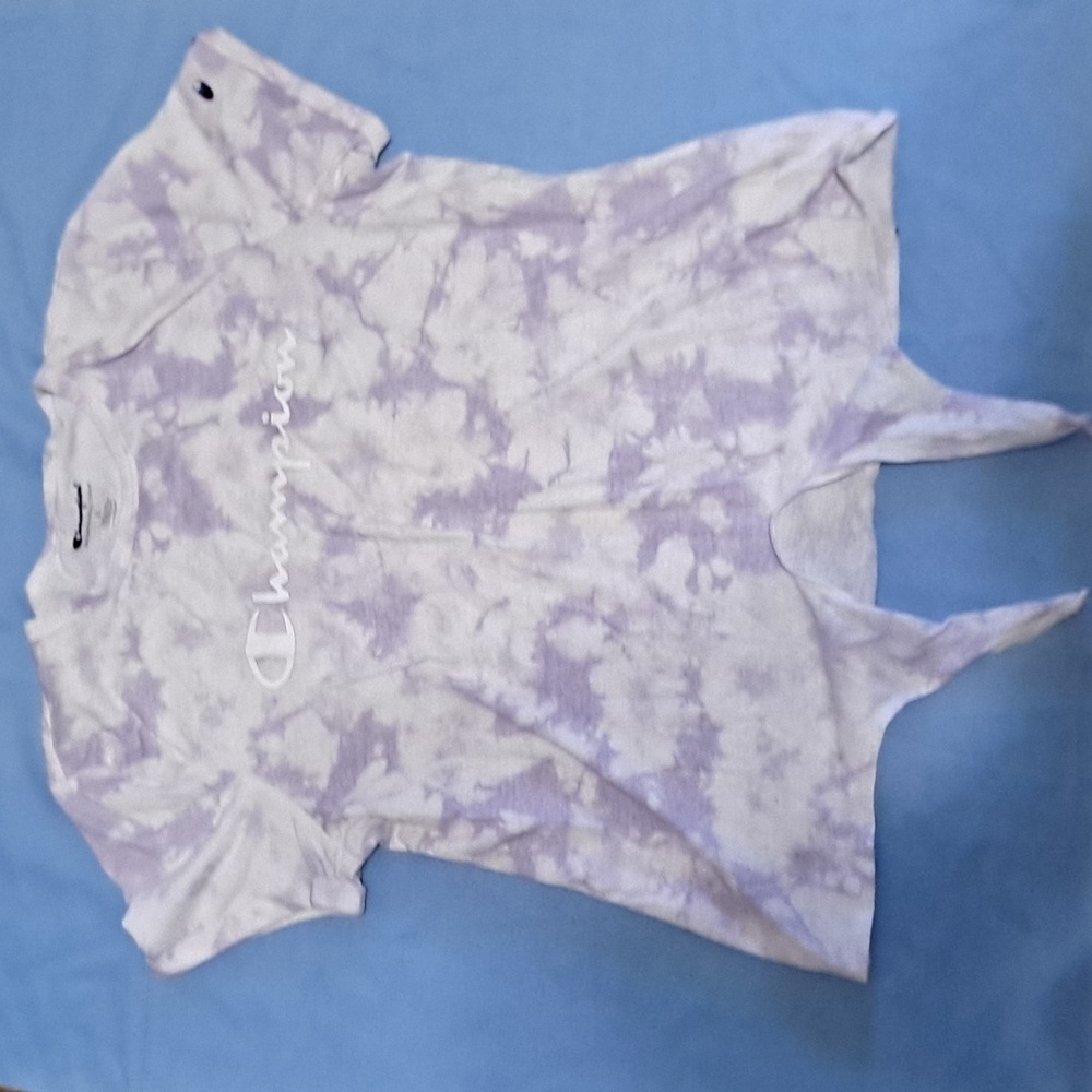 purple & white tie dye champion tshirt